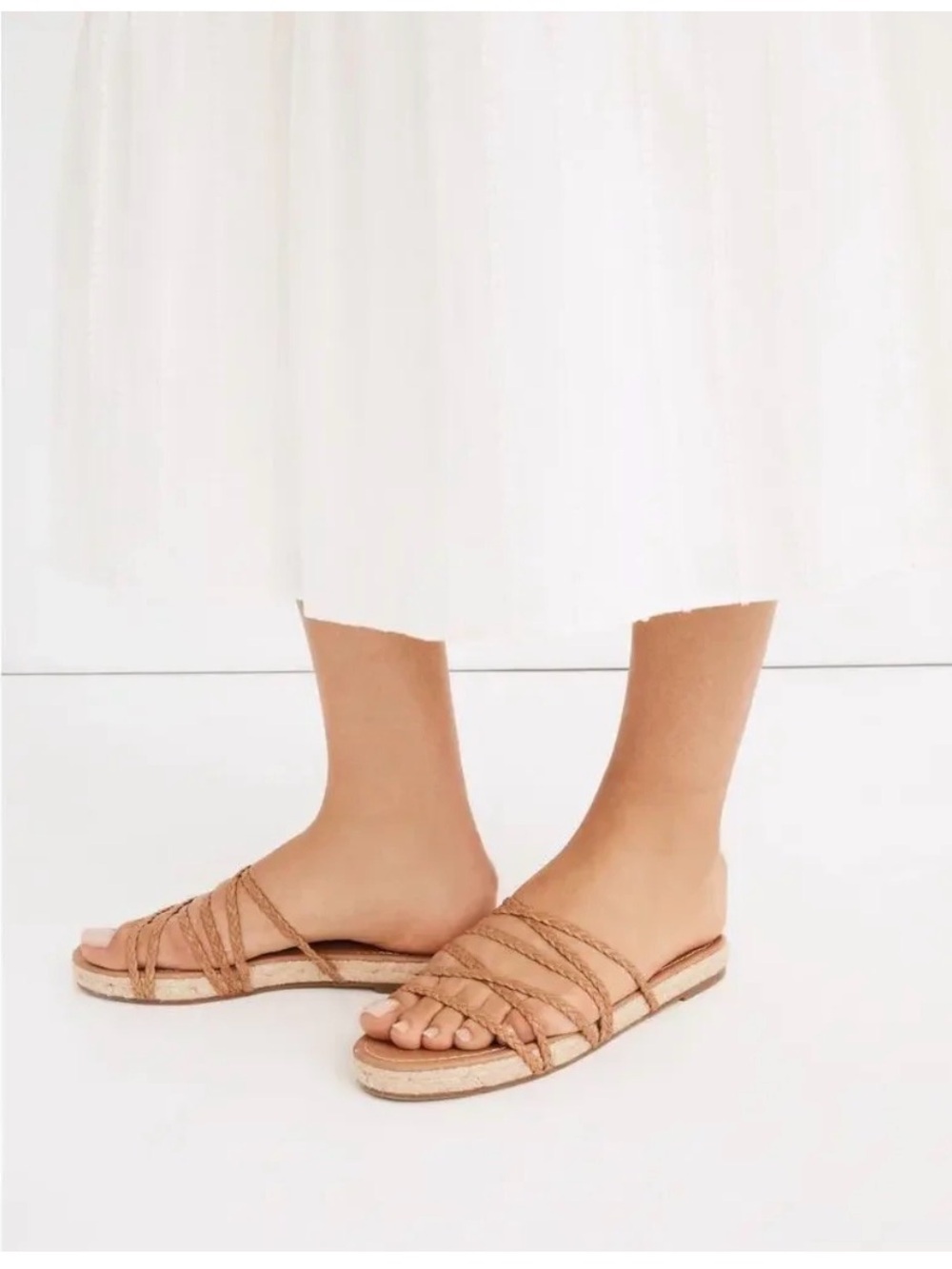 Madewell The Kathryn Espadrille Slide Sandal in Brown Leather Size 6-6.5Braided